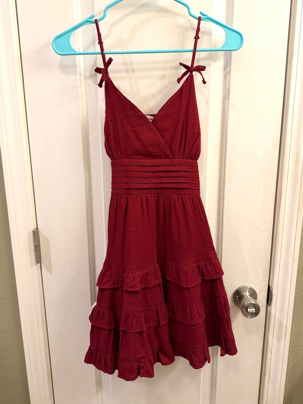 Francesca’s burgundy mini dress